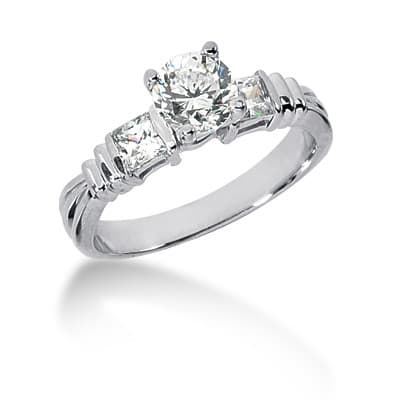 Ladies 14KT White Gold Platinum Fancy Engagement Set ENS618-A