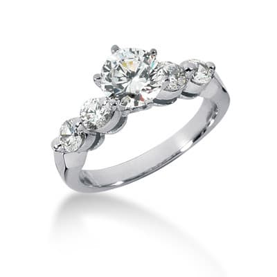 Ladies 14KT White Gold Platinum Fancy Engagement Set ENS710-A