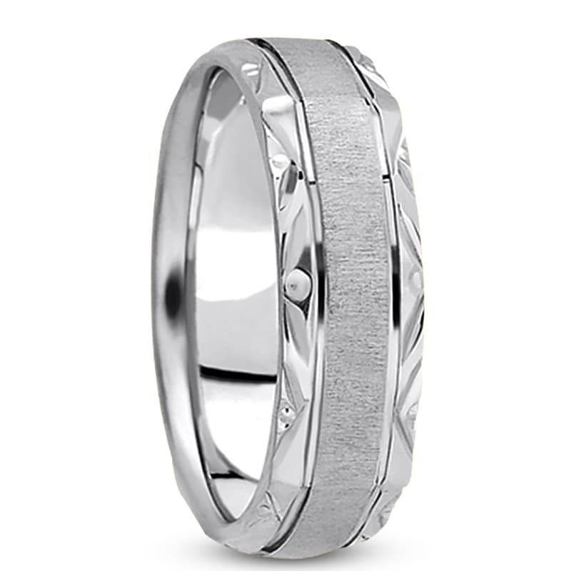 Mens 14KT White Gold Platinum Traditional Wedding Band MSQ1107