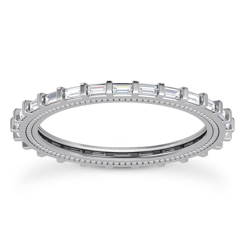 Ladies 14KT White Gold Platinum Eternity Wedding Band EWB591-2x1-SB