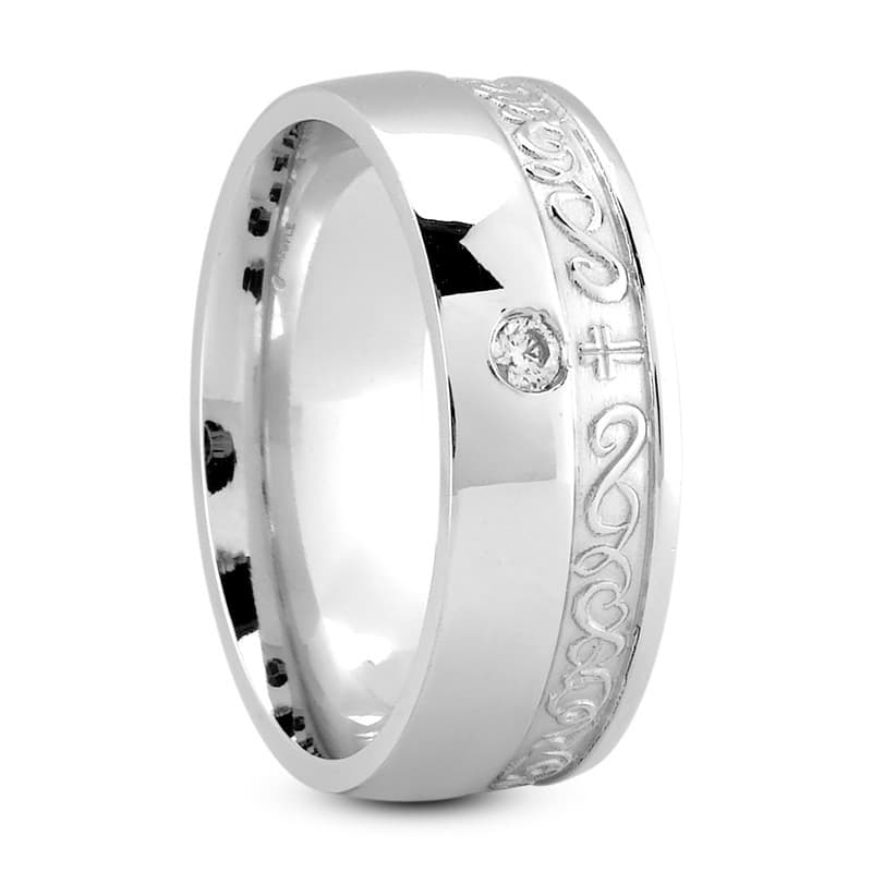 Ladies 14KT White Gold Platinum Traditional Wedding Band DB1330