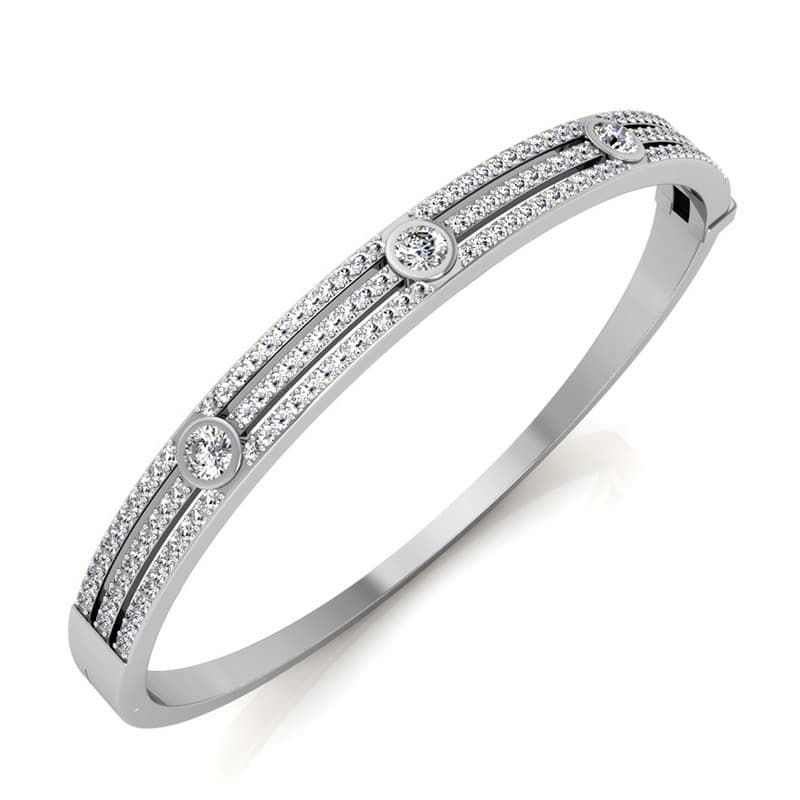 Ladies 14KT White Gold Platinum Bangle BGL214-7