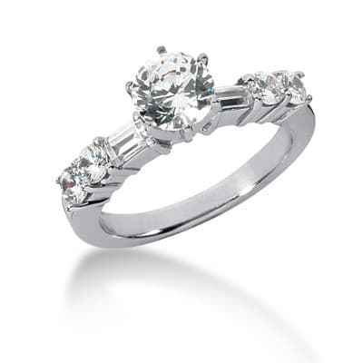 Ladies 14KT White Gold Platinum Tailored Engagement Set ENS730-A