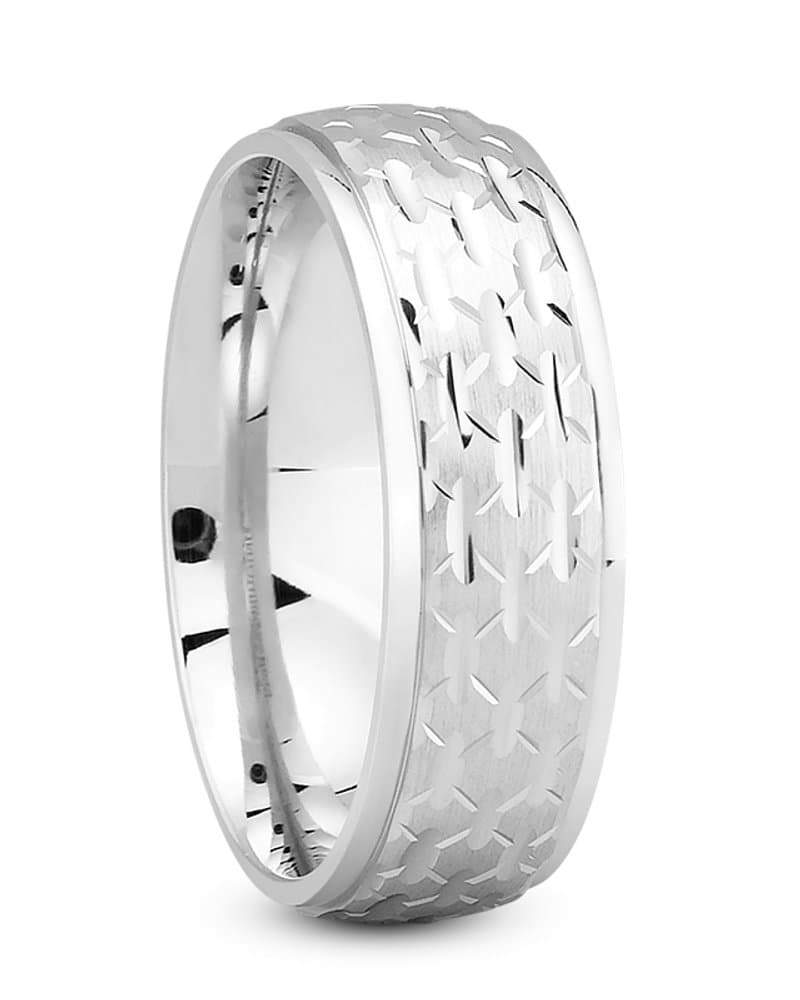 Mens 14KT White Gold Platinum Traditional Wedding Band M1024