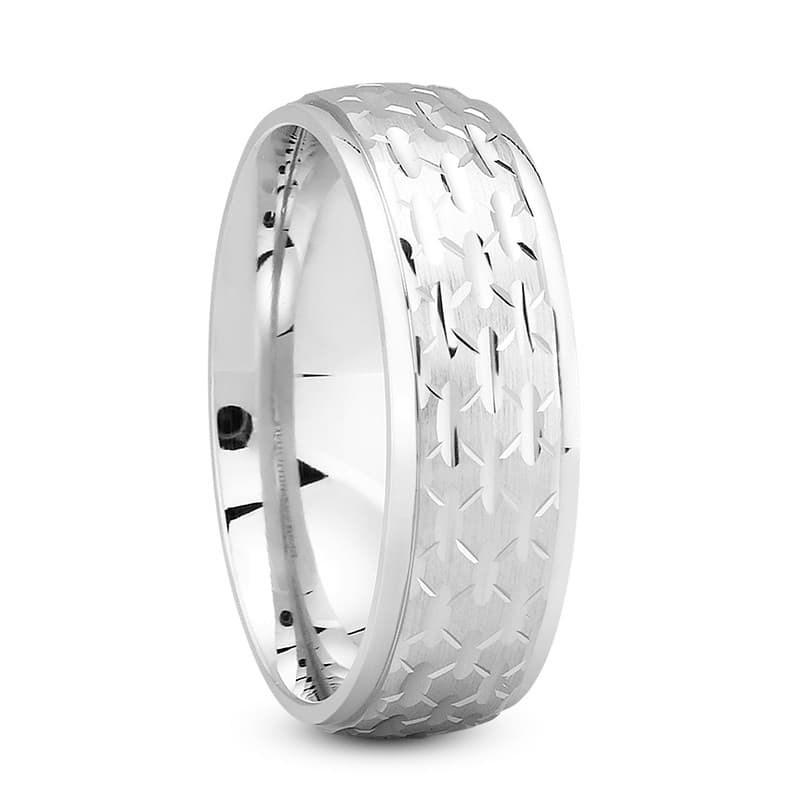 Mens 14KT White Gold Platinum Traditional Wedding Band M1024