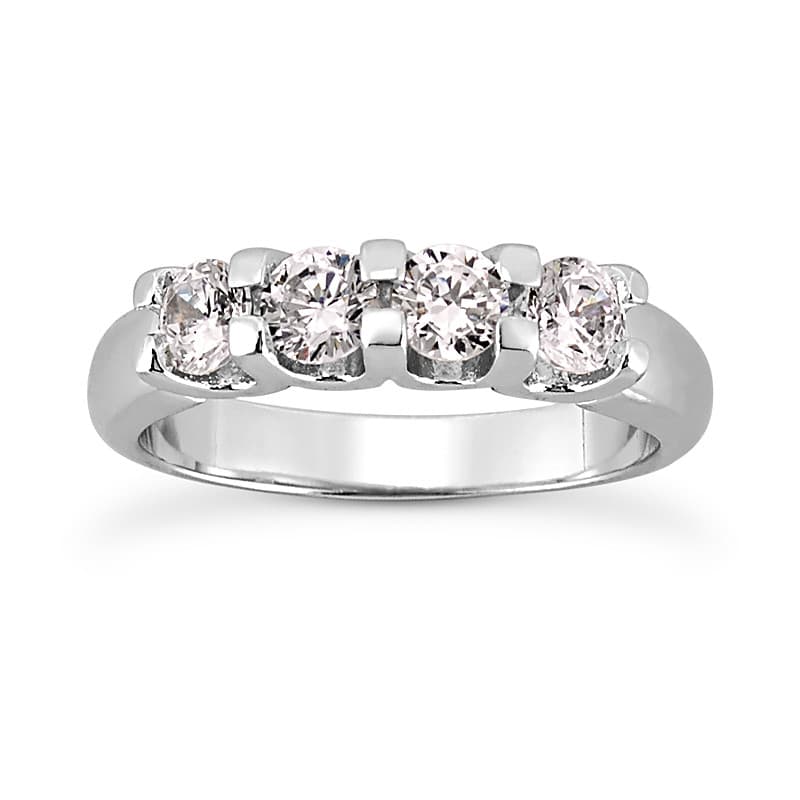 Ladies 14KT White Gold Platinum Round Diamond Wedding Band WB5036