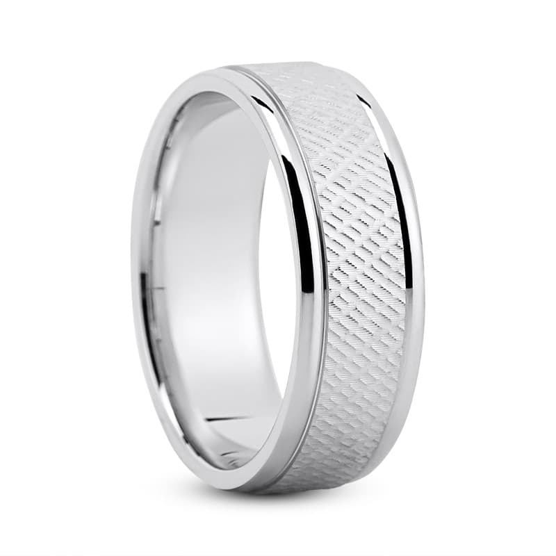 Mens 14KT White Gold Platinum Traditional Wedding Band M8058