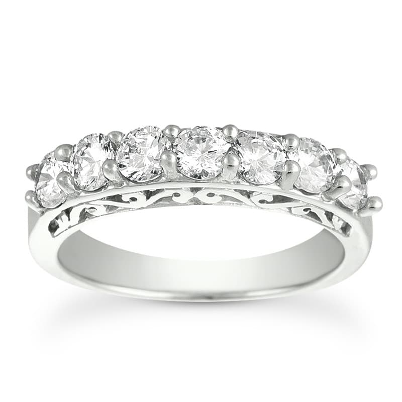 Ladies 14KT White Gold Platinum Round Diamond Wedding Band WB1518