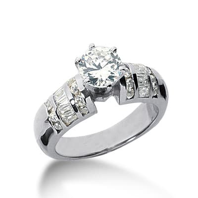 Ladies 14KT White Gold Platinum Fancy Engagement Ring ENR2144