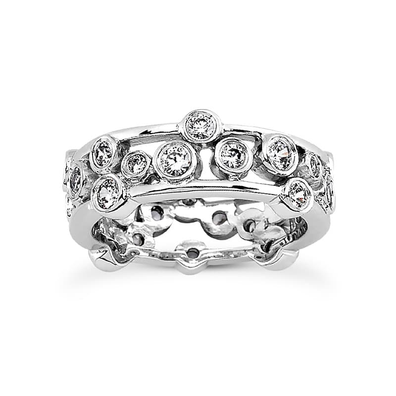 Ladies 14KT White Gold Platinum Eternity Wedding Band EWB413-10-4