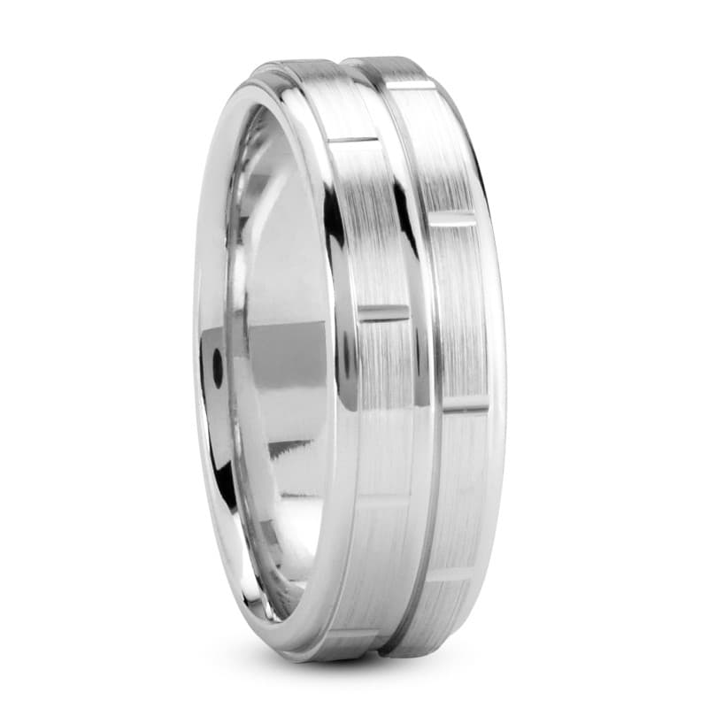 Mens 14KT White Gold Platinum Traditional Wedding Band M341