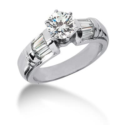 Ladies 14KT White Gold Platinum Fancy Engagement Set ENS625-A
