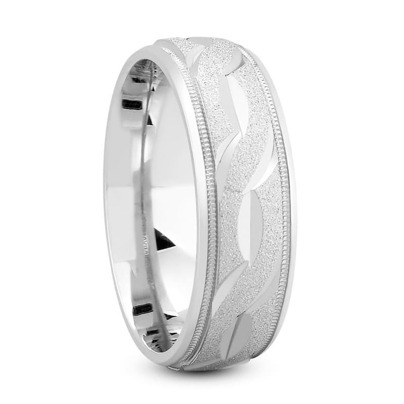 Mens 14KT White Gold Platinum Traditional Wedding Band M645