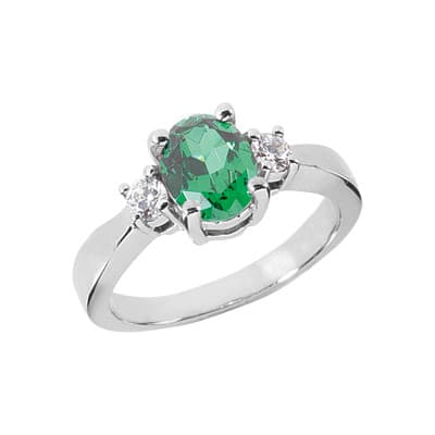 Ladies 14KT White Gold Platinum Oval Cut Diamond Color Stone Ring CSR102-10x8