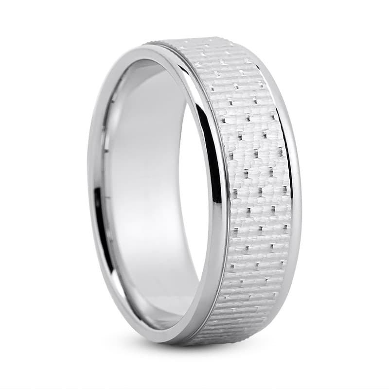 Mens 14KT White Gold Platinum Traditional Wedding Band M8060