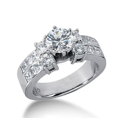 Ladies 14KT White Gold Platinum Fancy Engagement Ring ENR2865
