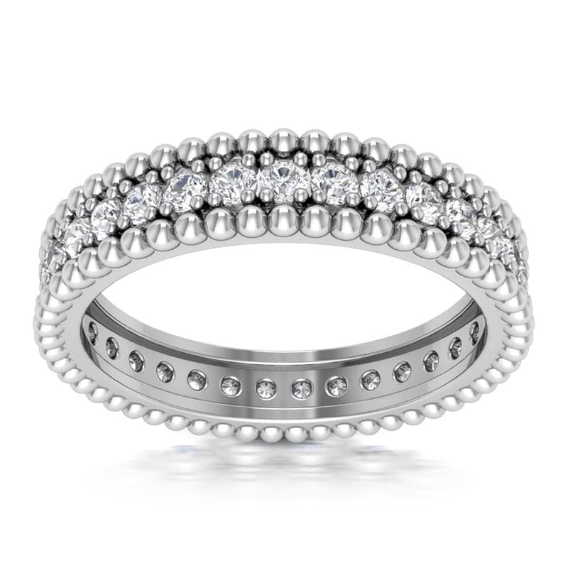 Ladies 14KT White Gold Platinum Eternity Wedding Band EWB544-2-4