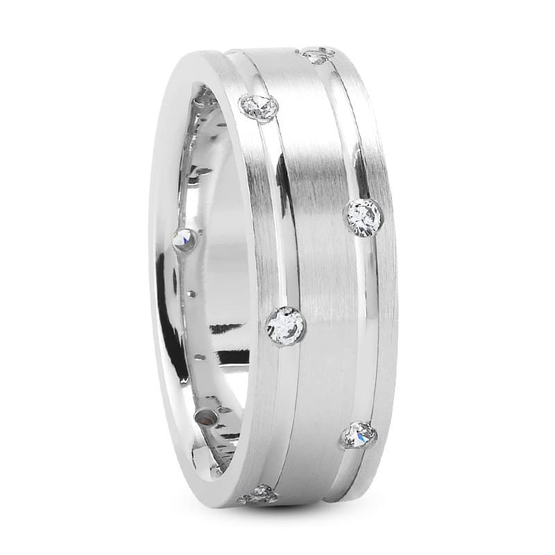 Ladies 14KT White Gold Platinum Traditional Wedding Band DB1169-RD