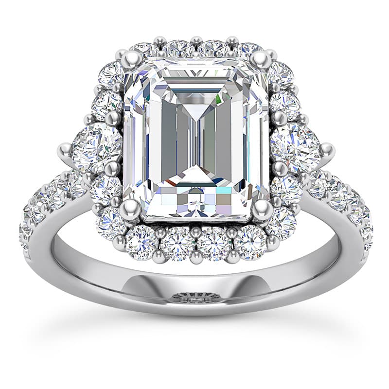 Ladies 14KT White Gold Platinum Emerald Diamond Engagement Rings ENR9847-10x8-EC