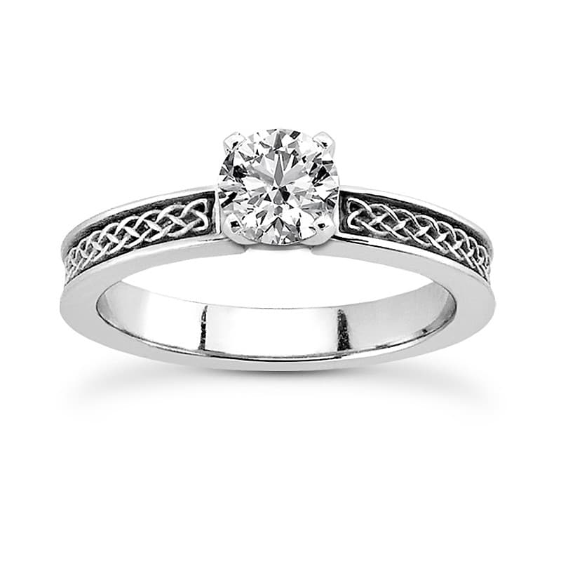 Ladies 14KT White Gold Platinum Solitaire Engagement Set ENS3617-A