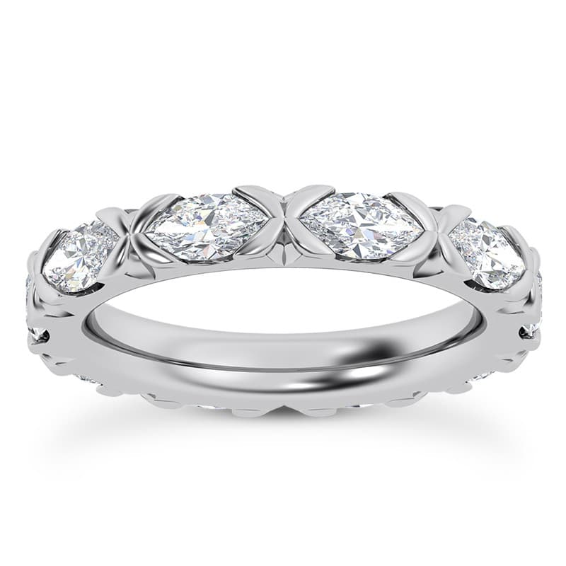 Ladies 14KT White Gold Platinum Eternity Wedding Band EWB559-6