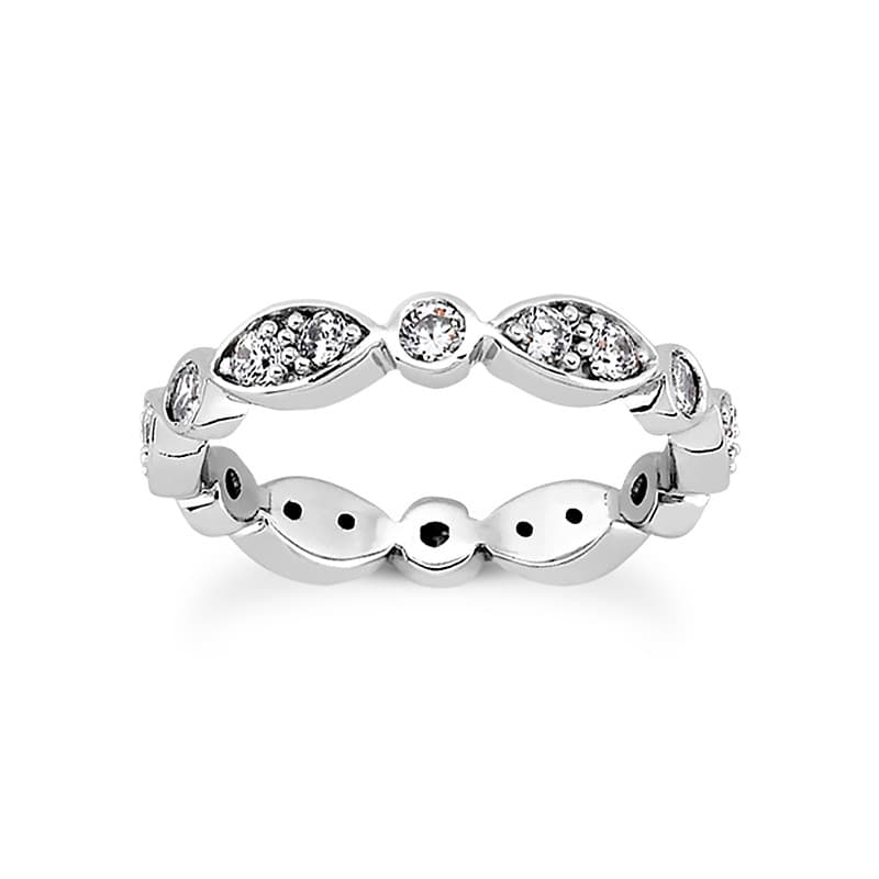 Ladies 14KT White Gold Platinum Eternity Wedding Band EWB488-2-4