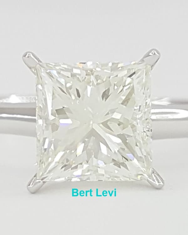 Princess Cut Diamond Solitaire Engagement Ring 1.7 ct 14K Gold GIA Rtl $12,000