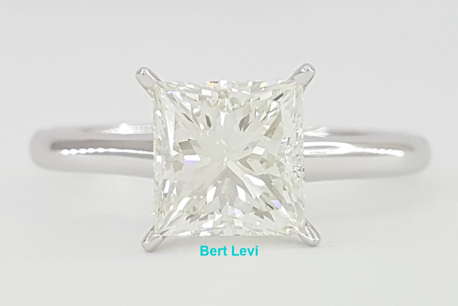 Princess Cut Diamond Solitaire Engagement Ring 1.7 ct 14K Gold GIA Rtl $12,000