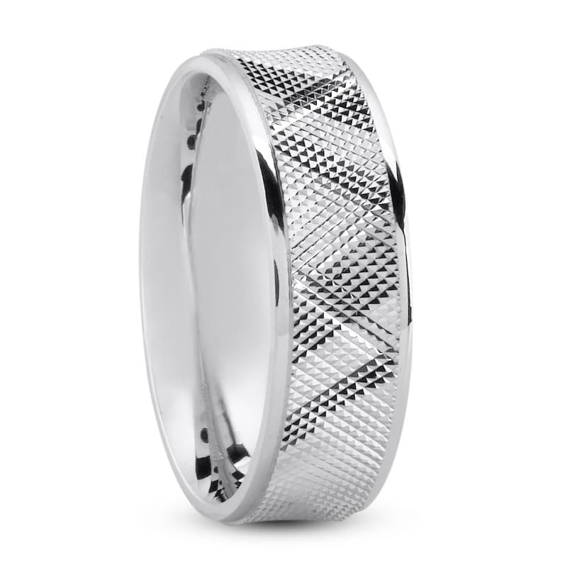 Mens 14KT White Gold Platinum Traditional Wedding Band M800
