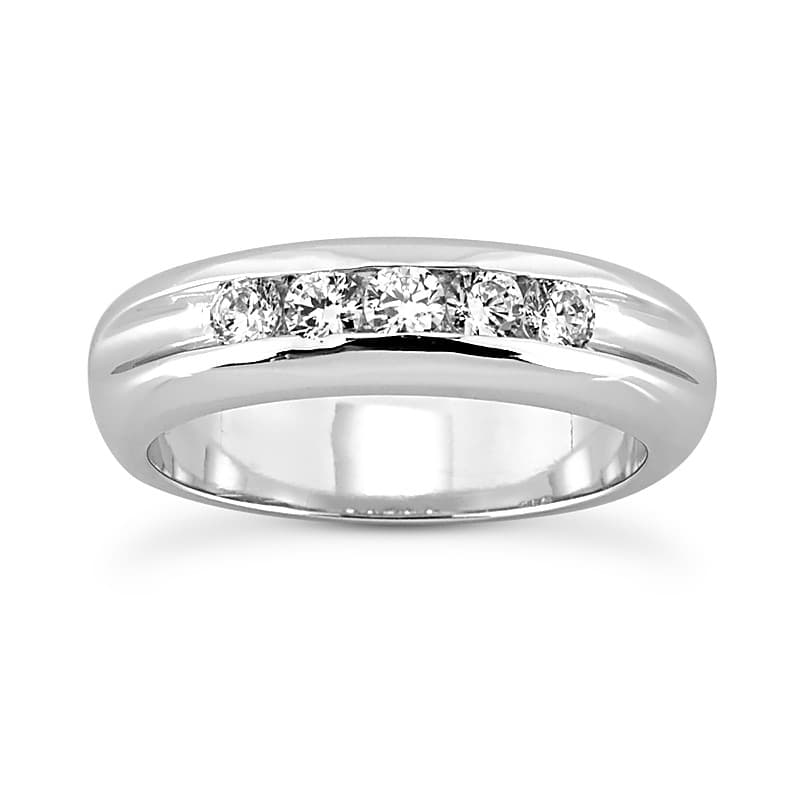 Ladies 14KT White Gold Platinum Round Diamond Wedding Band WB686
