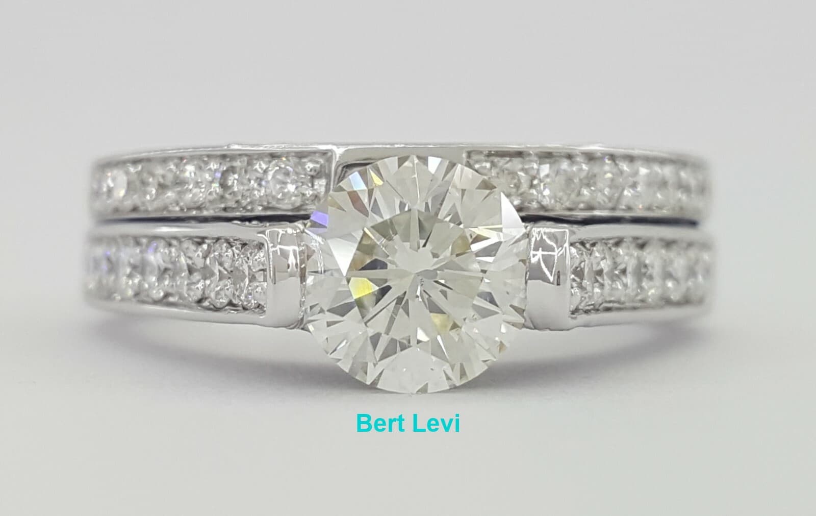 Hearts & Arrows Round Cut Diamond Engagement Wedding Ring Set 2.35 ct Rtl $13.5k