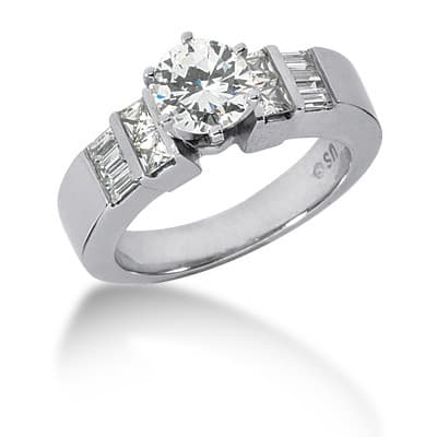 Ladies 14KT White Gold Platinum Fancy Engagement Set ENS779-A