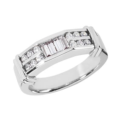 Mens 14KT White Gold Platinum Wedding Band MR1012
