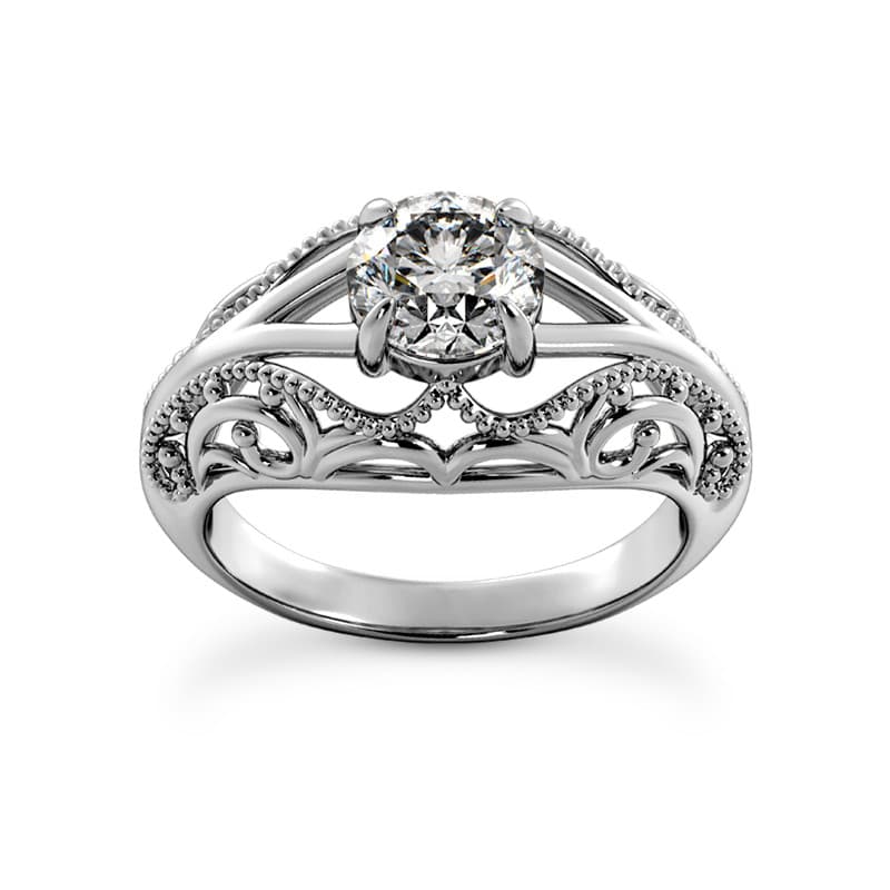 Ladies 14KT White Gold Platinum Fancy Engagement Ring ENR9567