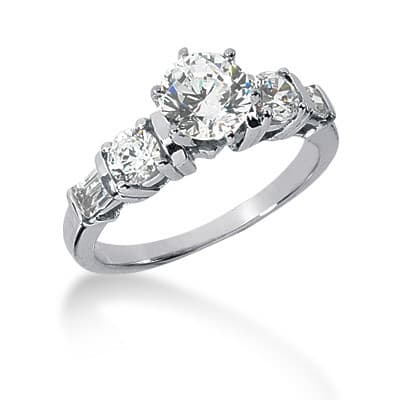Ladies 14KT White Gold Platinum Fancy Engagement Set ENS602-A