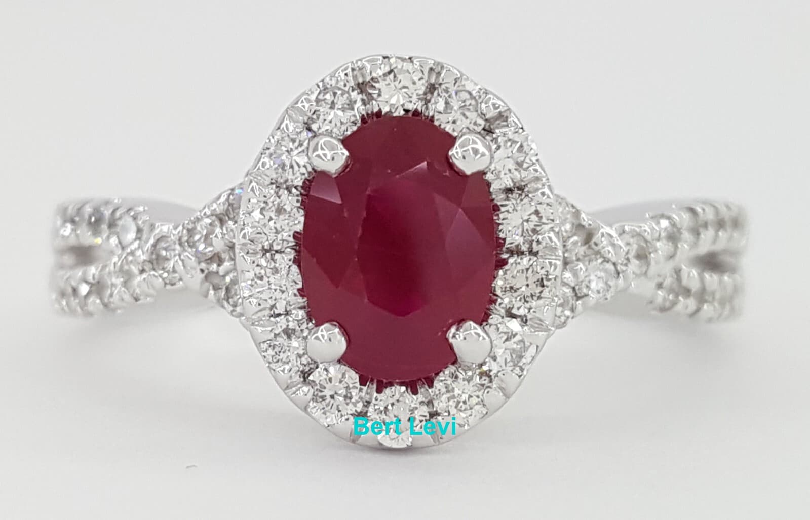Oval Burma Ruby Diamond Halo Engagement Ring 1.5 ct 14k White Gold Retail $3,500