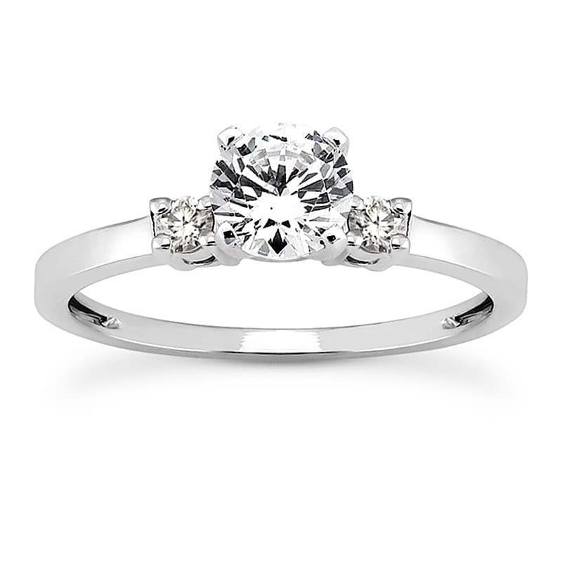 Ladies 14KT White Gold Platinum Round Diamond Tailored Engagement Set ENS3106-A