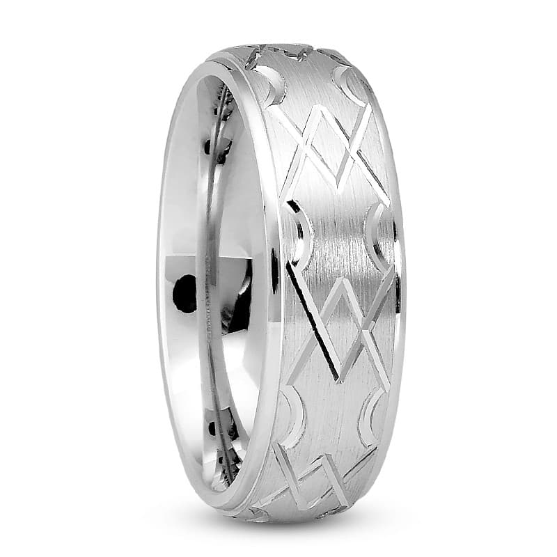 Mens 14KT White Gold Platinum Traditional Wedding Band M727