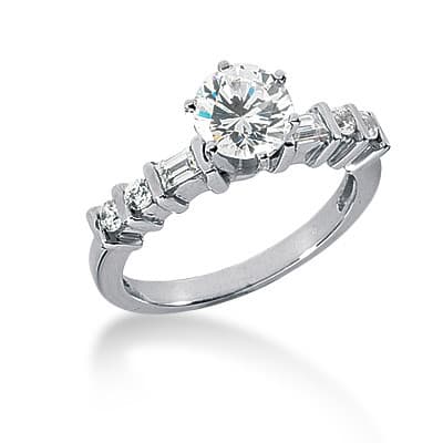 Ladies 14KT White Gold Platinum Tailored Engagement Set ENS173-A