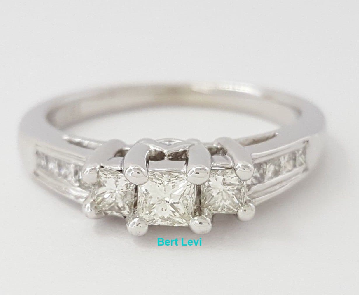 0.50 ct 14K White Gold Three-Stone Princess Cut Diamond Engagement Ring