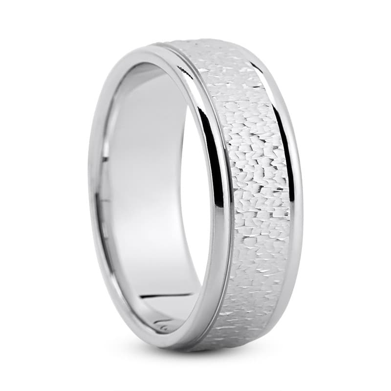 Mens 14KT White Gold Platinum Traditional Wedding Band M8062