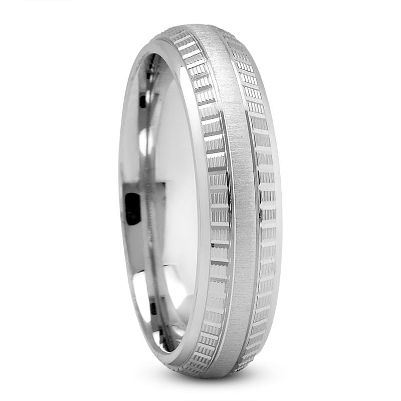 Mens 14KT White Gold Platinum Traditional Wedding Band M582