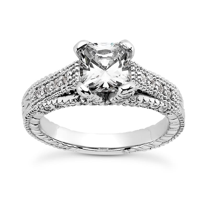 Ladies 14KT White Gold Platinum Antique Engagement Ring ENR9061