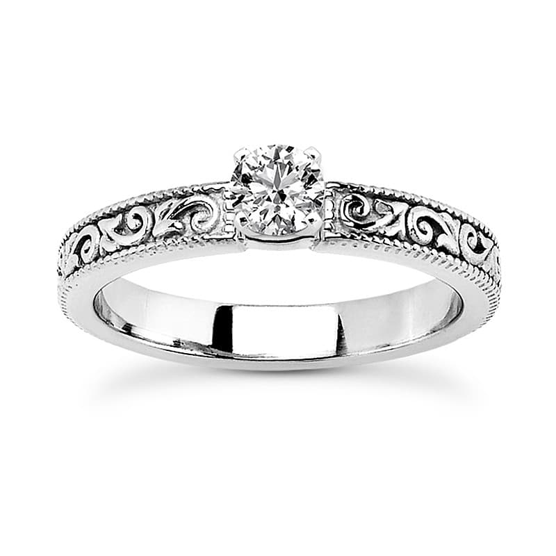 Ladies 14KT White Gold Platinum Solitaire Engagement Set ENS3522-A