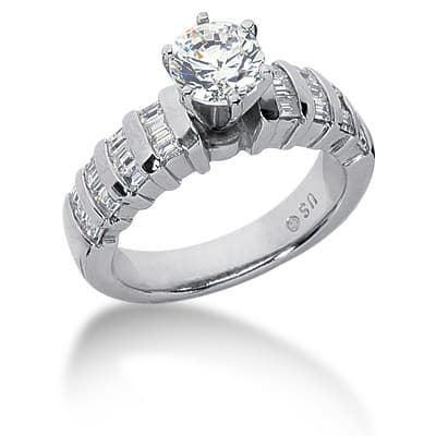 Ladies 14KT White Gold Platinum Fancy Engagement Set ENS694-A