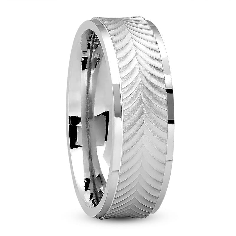 Mens 14KT White Gold Platinum Traditional Wedding Band M702