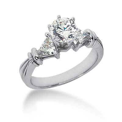 Ladies 14KT White Gold Platinum Three Stones Engagement Set ENS623-A