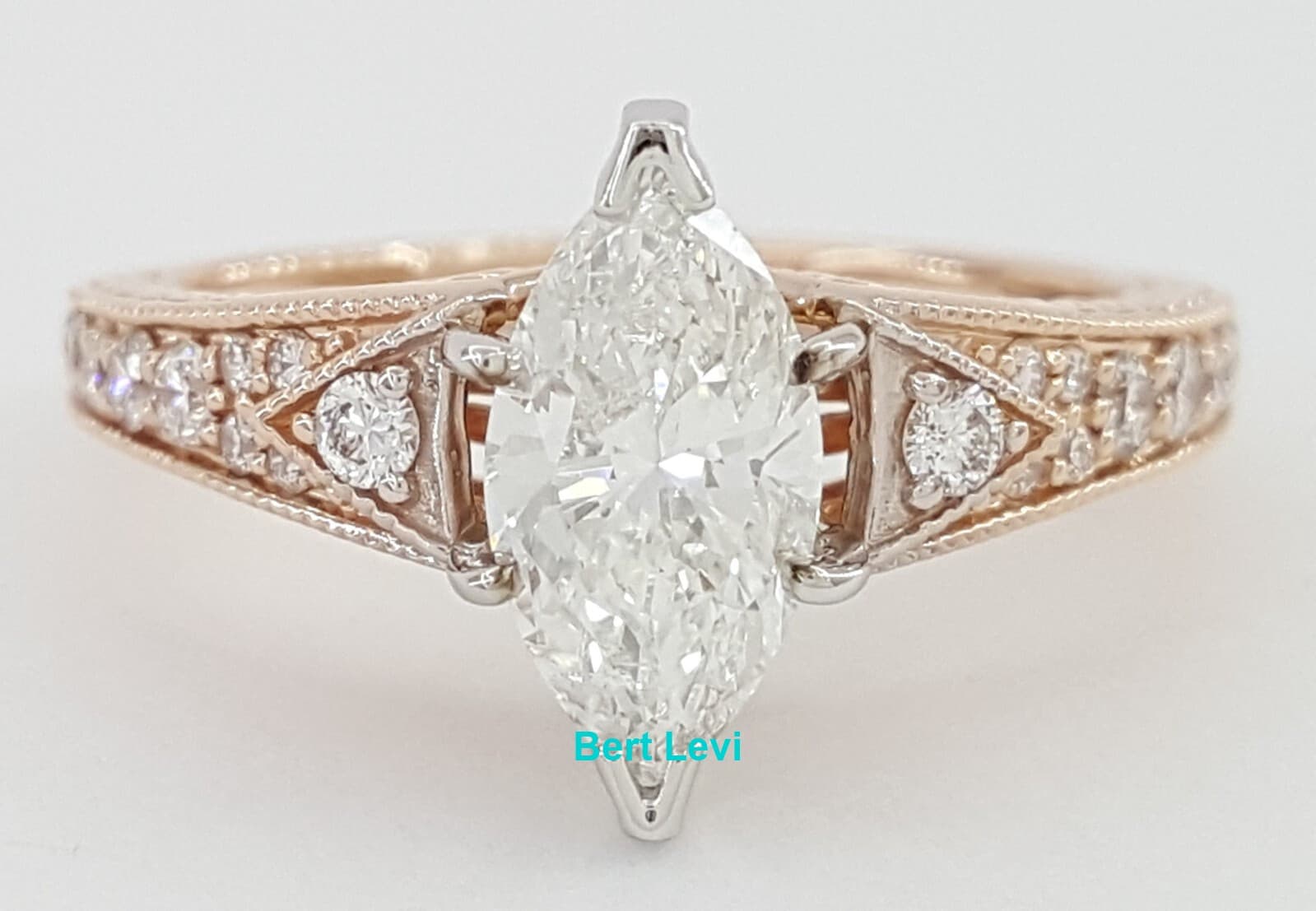 1.3 ct 14K Rose Gold Marquise Cut Diamond Engagement Ring GIA Retail $7,000
