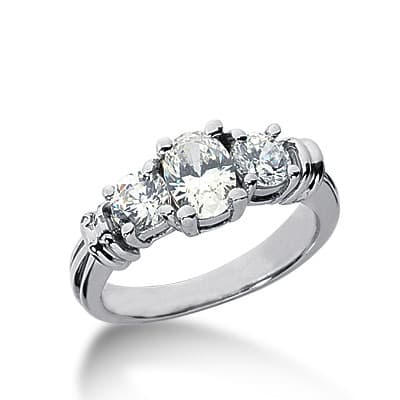 Ladies White Gold Platinum Round Diamond Three Stones Engagement Ring ENR2114
