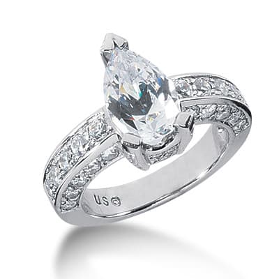 Ladies 14KT White Gold Platinum Round Diamond Fancy Engagement Ring ENR2821